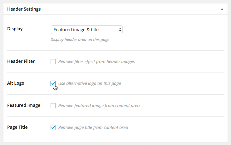 Activate alternative logo in header settings