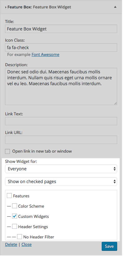 Show widget on check pages