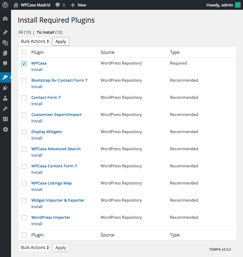 Install required plugins