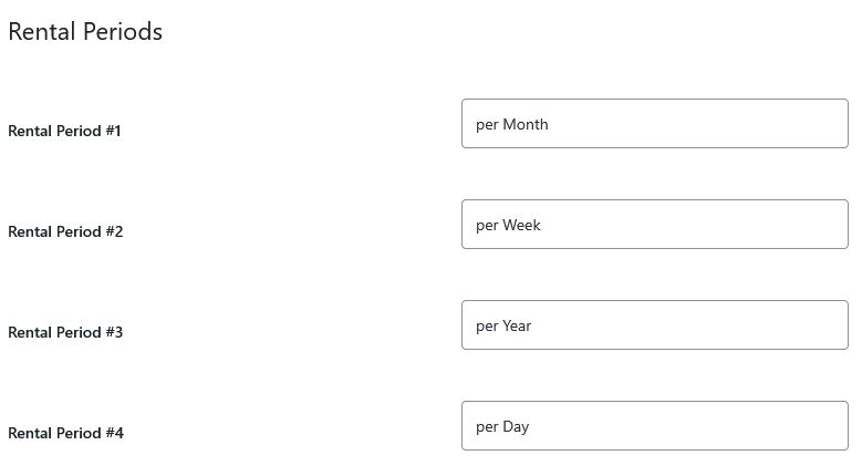 WPCasa Rental Periods