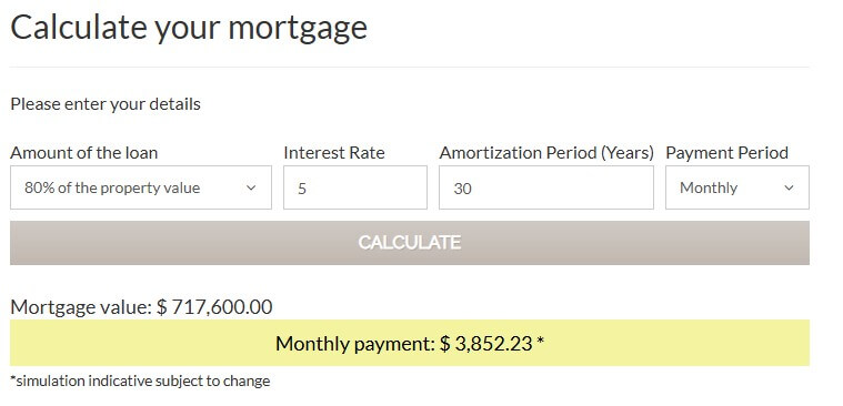 WPCasa Mortgage Calculator Output Horizontal